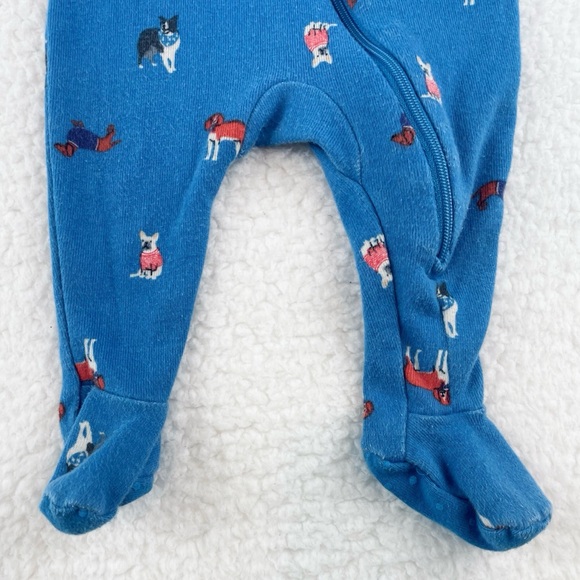 JANIE AND JACK • Blue/Multi Dog Print Sleeper Footie Pajamas - Picture 6 of 14